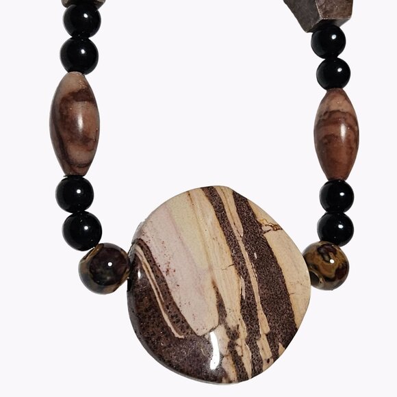 Boho Wooden Beaded Disc Pendant Statement Necklace  Fashion Jewelry Women - Picture 3 of 8